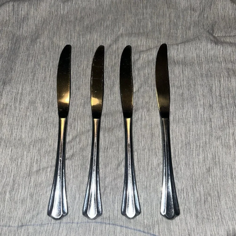 Royal Gallery Korea Stainless Flatware 4 Piece Dinner Knives Silverware Set